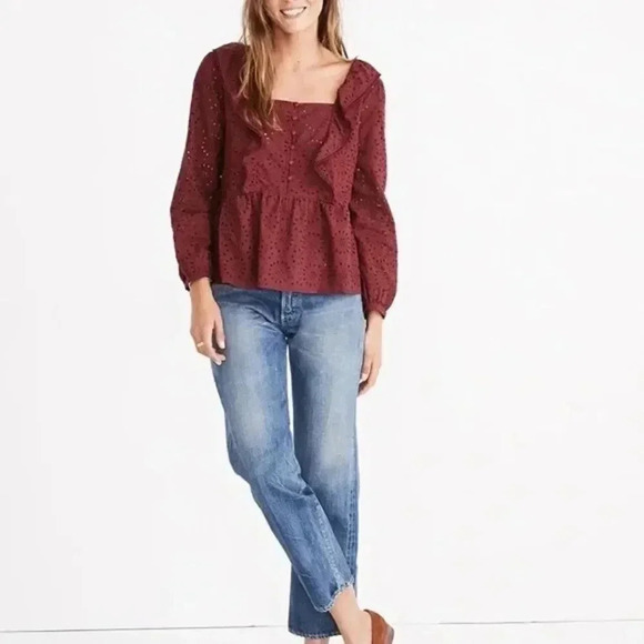 Madewell |  Eyelet Pom-Pom Blouse - Picture 1 of 14